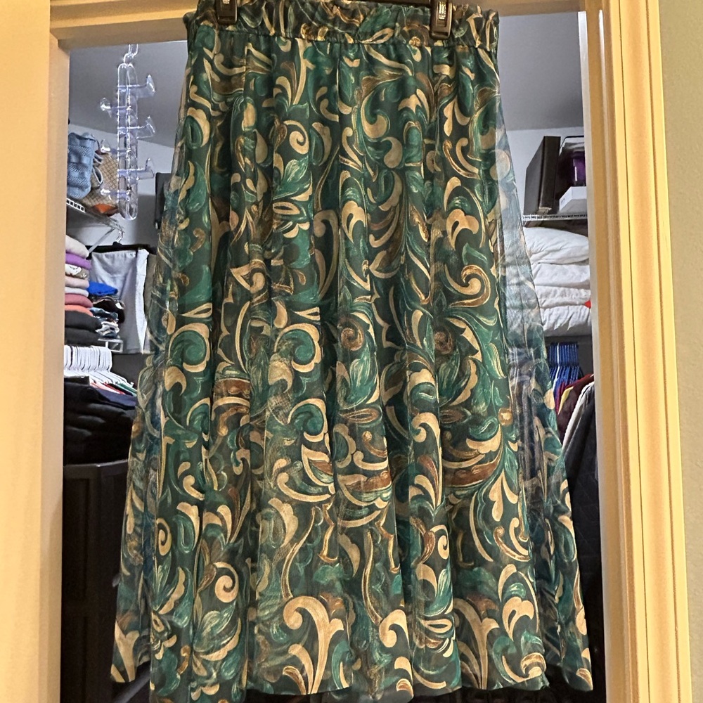 Cato Teal and White Swirl A-Line Skirt